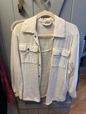 BB Dakota Cream Textured Button-Front Utility Jacket